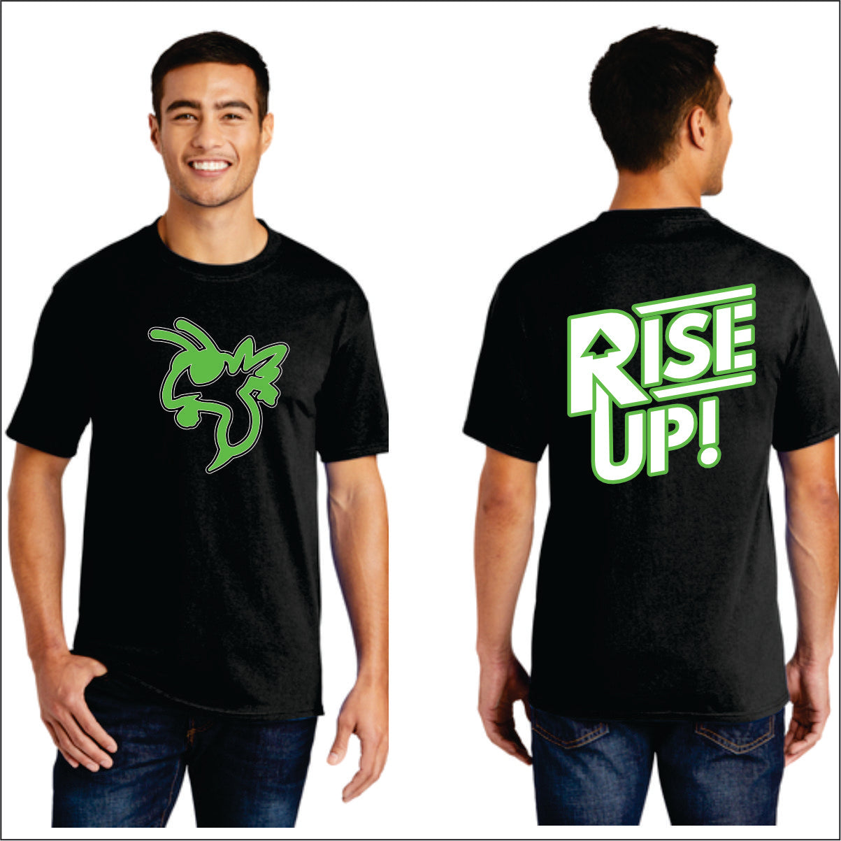 YULEE MIDDLE RISE UP BLACK T-SHIRT
